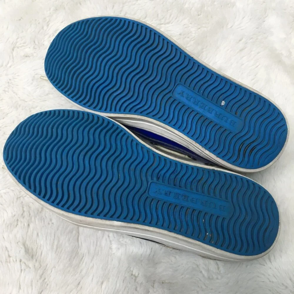 Burberry Kids Blue Patent Leather Lace Up Topsiders Shoes Size 32